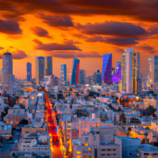 נוף ססגוני של קו הרקיע של תל אביב