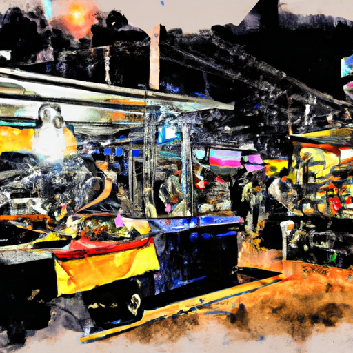 איור של דוכן אוכל רחוב טיפוסי במדרחוב פטאיה